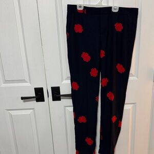 Banana Republic pants/trousers navy with Red Floral Design